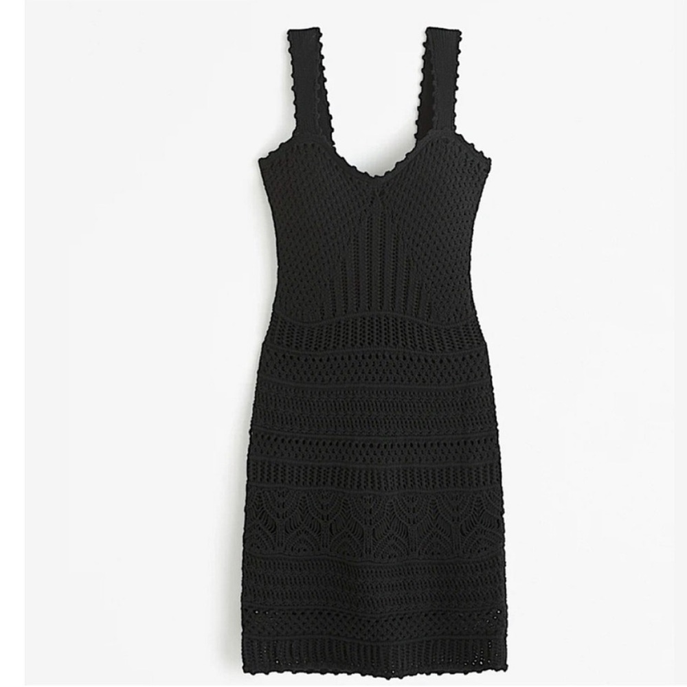 NWT Abercrombie & Fitch Black Crochet mini dress XS LBD